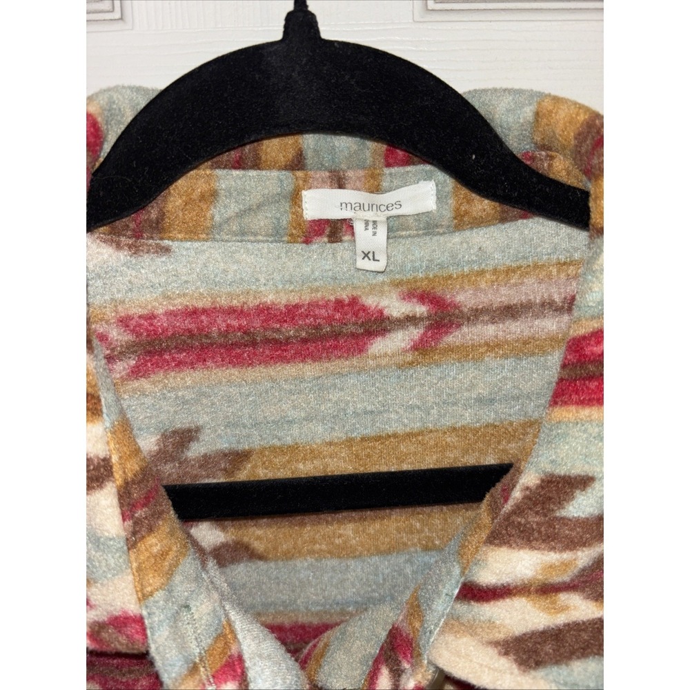 Maurices XL Mixed Pattern Fleece Aztec Shirt Jacket Shacket Cozy Southwestern - Picture 4 of 10